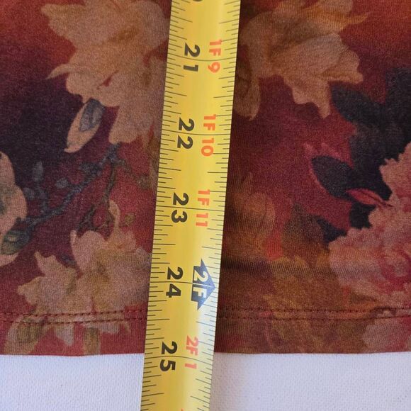 Johnny Was Womens Embers Floral Favorite Long Sleeve Vneck Swing Tee Rust Medium - Picture 6 of 9